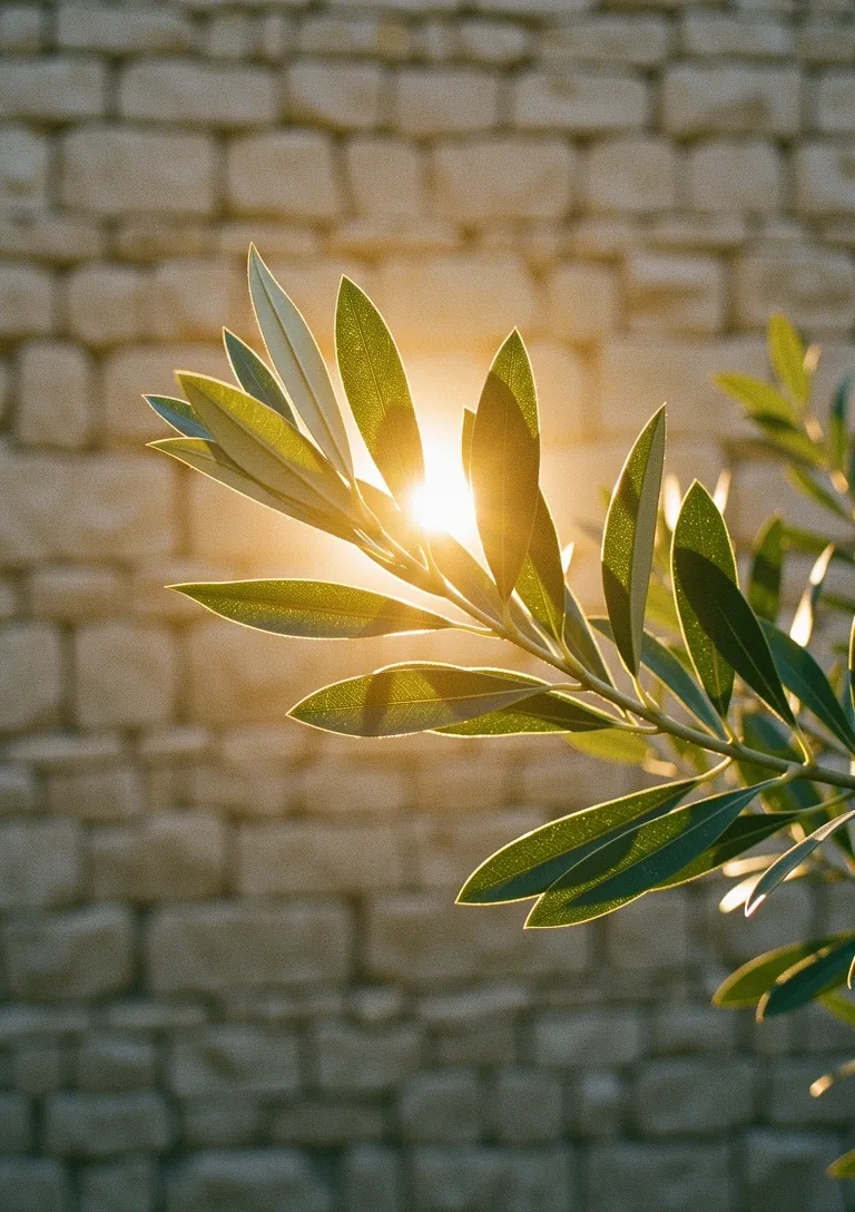 Olive leaves in morning light