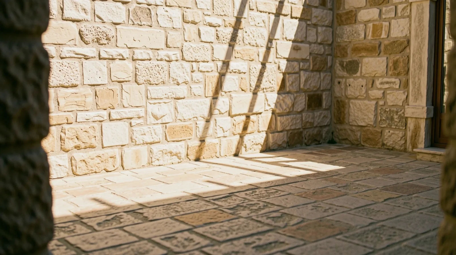 Sun-drenched limestone textures